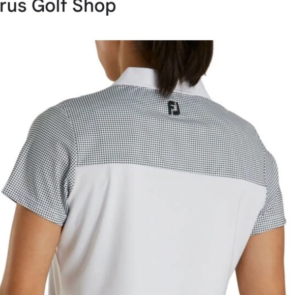 FootJoy FootJoy Women's Lisle Dot Print Yoke Polo- White size small - Picture 6 of 12